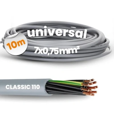 Afbeelding van 10 meter Lapp 1119107 Ölflex Classic 110 PVC stuurstroomkabel 7x0,75 mm² met groen gele aardgeleider 7G0,75mm² I omhulde kabel 7 aderig