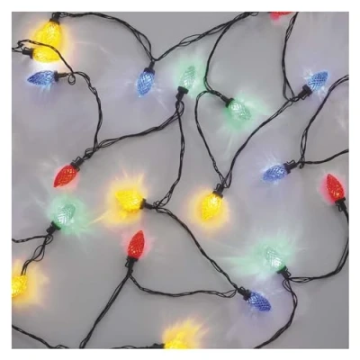 Afbeelding van EMOS Led lichtsnoer in retrostijl, 9,8 m kerstlichtketting + 5 kabel, 50 leds, 8 lichtmodi, voeding met timer 6 uur/18 uur, IP44 voor binnen en buiten, meerkleurig