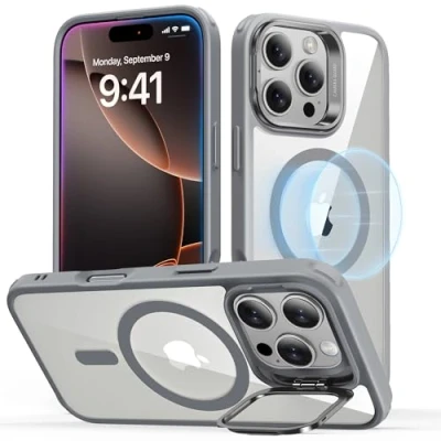 Afbeelding van ESR Beschermhoes voor iPhone 2024 Pro, compatibel met MagSafe militaire standaard, telefoonhoes geïntegreerde verborgen krasbestendige achterkant, transparant grijs