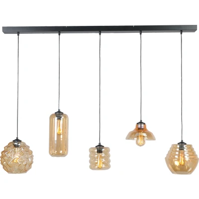 Afbeelding van Masterlight Grote glazen hanglamp Quinto 5 2261 05 130 14 131