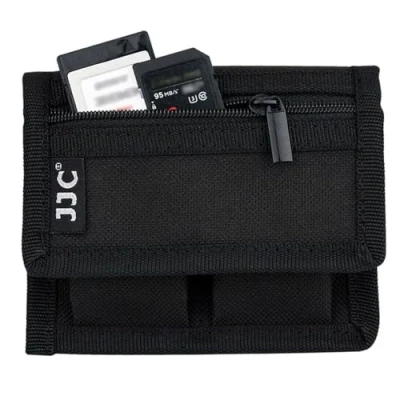 Afbeelding van JJC Camera Batterij Pouch Opbergtas Case &amp; Geheugenkaarthouder voor Canon LP E6 E8 E10 E12 Nikon EN EL14 EL15 Sony NP FW50 F550 FZ100 AA Batterijen, Zwart, 2 Pockets + 1 Zipper