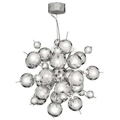 Afbeelding van Searchlight Hanglamp Molecule, chroomkleurig, metaal, 12 lamps, G4
