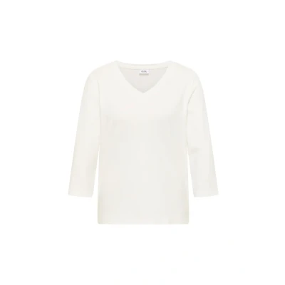 Afbeelding van Cecil Vneck Longsleeve, Dames, Maat: Large, Weiß