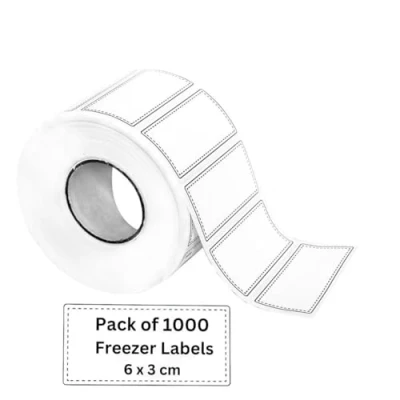 Afbeelding van Shazeel Diepvriezeretiketten Easy Peel Off 1000 stuks witte effen verwijderbare diepvriesetiketten voor voedselopslag rollen 6 x 3 cm waterdichte en kleverige voedseletiketten stickers vriezer,