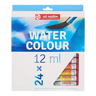 Afbeelding van Talens Art Creation Aquarelverf Starter Set met 24 Kleuren (12 ml tubes) Schilderen voor Volwassenen