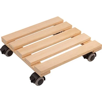 Afbeelding van Metafranc Plantenroller 300 x mm 60 kg draagkracht grenen plaat natuur TPE wielen met 4 vergrendelingen/indoor roller/bloemenroller/transporthulp voor planten / 825280