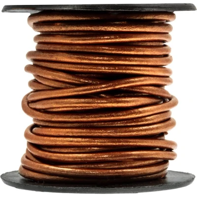 Afbeelding van DQ Leer Rond (1 mm) Metallic Copper (10 Meter)