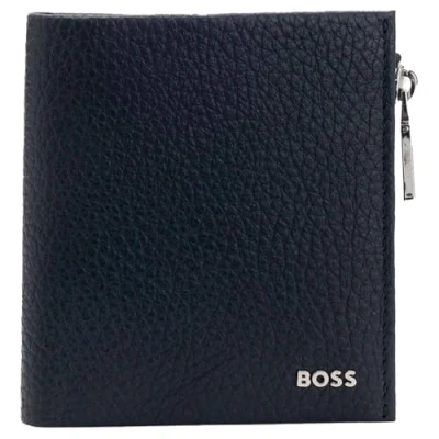 Afbeelding van BOSS Leren Portemonnee New Crosstown Zip Wallet Dark Blue Donkerblauw