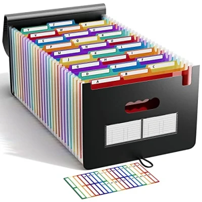 Afbeelding van A4 map met 26 hoesjes/documentenopslag/opslag van papier ABClife voor documenten, organizer, documentenmap, uittrekbaar, accordeon, kleurentabs, alfabet A Z