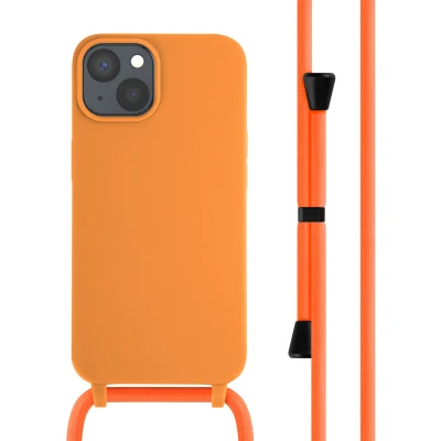 Afbeelding van Apple iPhone 14 Hoesje Siliconen en TPU (zacht) iMoshion Softcase/Koordhoesje/Backcover Oranje Telefoonhoesje