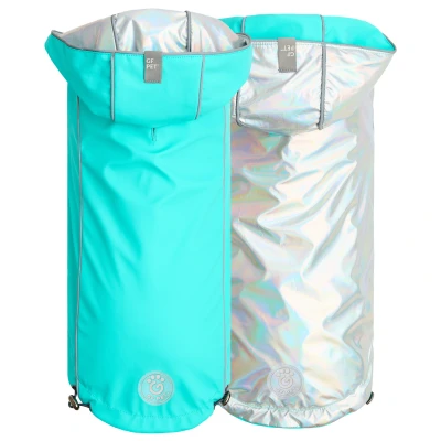 Afbeelding van GF Pet Reversible Raincoat Regenjas Hond Waterdichte Hondenkleding Maat S Hondenjas Ruglengte 33cm Neon Geel met Tie Dye