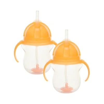 Afbeelding van Munchkin Click Lock Tip &amp; Sip Set van mokken met pasta, beker d&#039;Apprentissage voor Bébés paille Tout Petits, Sans BPA, anti fuites, 207 ml, 2 verpakkingen, oranje