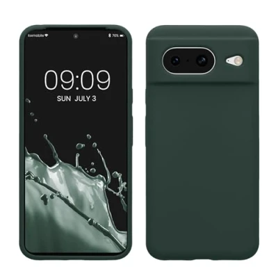 Afbeelding van kwmobile telefoonhoesje geschikt voor Google Pixel 8 Hoesje met siliconen coating Smartphone case in mosgroen