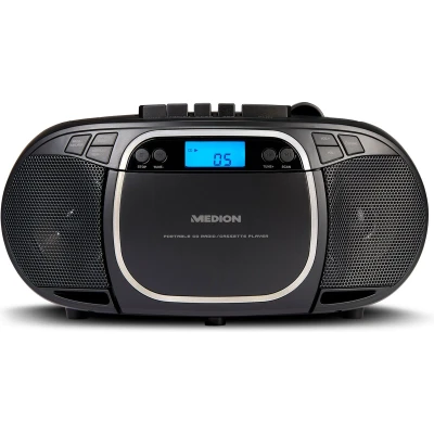Afbeelding van Medion E66476 CD/MP3/cassettespeler zwart LCD scherm met achtergrondverlichting PLL FM stereo muziek afspelen vanaf USB stick 2 x W RMS