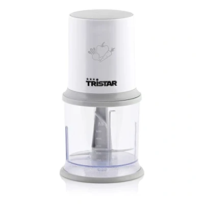 Afbeelding van Tristar Hakmolen BL 4020 Chopper 500 ml RVS Hakmes Voor hakken en mixen Vaatwasmachinebestendige onderdelen Wit
