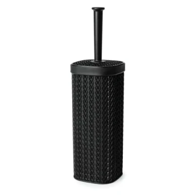 Afbeelding van Blue Canyon Kanten toiletborstel en houder voor badkamer, flexibele toiletpot, plastic borstelkop diepe reiniging, compact formaat, elegant ontwerp met geurvrije zwart