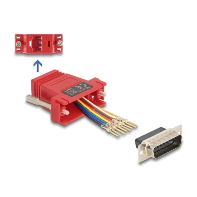 Afbeelding van Delock D Sub 15 Pin Stecker zu RJ45 Buchse Montagesatz rot HQ produc