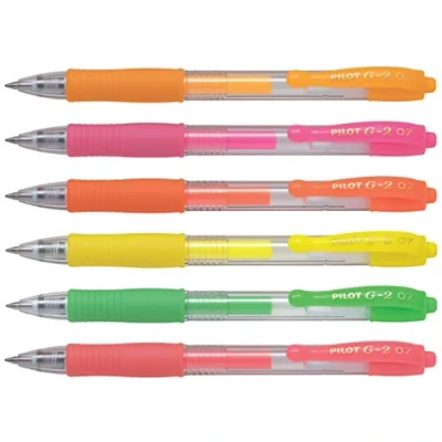 Afbeelding van Pilot G2, gelpen 0,4 mm, neon, set van 6