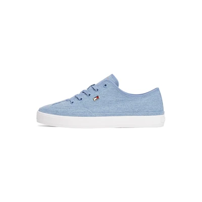 Afbeelding van Tommy Hilfiger Gewassen Canvas Vulc Sneaker FW0FW08894 Low Top, Blauw (Brisk Blauw), 6.5, Stevig Blauw, 40 EU