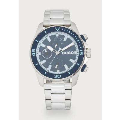 Afbeelding van HUGO DIVE Chronograaf silvercoloured/blue, Heren, Maat: One Size, Silver/coloured/blue