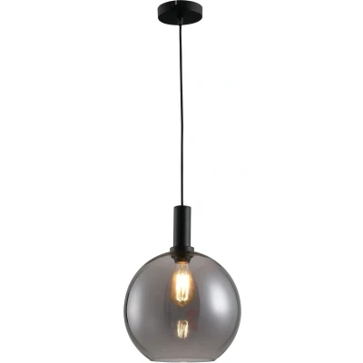 Afbeelding van Chandra Hanglamp 1 lichts d:30cm zwart/smoke glas Modern Freelight 2 jaar garantie