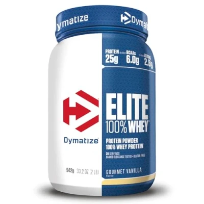 Afbeelding van Dymatize Elite 100% Whey Gourmet Vanilla 942g Poeder met hoog proteïne en laag suikergehalte + weiproteïne BCAA&#039;s