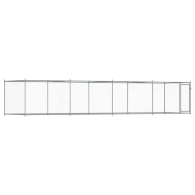 Afbeelding van vidaXL Hondenhok met deur 8x2x1,5 m gegalvaniseerd staal grijs