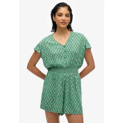 Afbeelding van Superdry Short Sleeve Printed PLAY Jumpsuit, Dames, Maat: 38, Floral block green