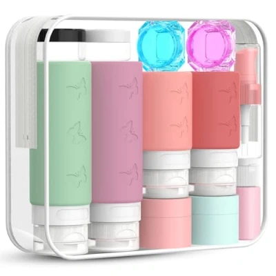 Afbeelding van 26 Stuks Reisflessen voor Toiletartikelen 3.4oz/2.1oz, Knijpbare Siliconen Set, Lege Lekvrije Navulbare om te Vullen Shampoo en Lotion, TSA goedgekeurde Reisaccessoires