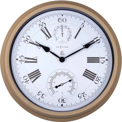 Afbeelding van Nextime Ne 4305Br Buitenweerstationklok 40,5 Cm Metaal Bruine Hyacint