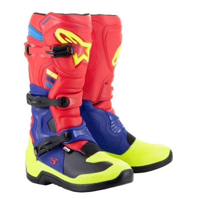 Afbeelding van Alpinestars 2024 Tech 3 Crosslaarzen Rood / Donker Blauw Fluor Geel maat 47