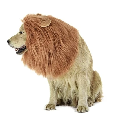Afbeelding van LUUFAN Lion Mane Pruik voor hond en kat, met oren, kostuum, huisdier, verstelbaar, comfortabel, Fancy haar, hondenkleding, jurk Halloween, Kerstmis, Pasen, festival, party, activiteit