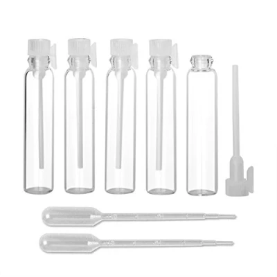 Afbeelding van Enslz 100 stuks mini monster schattige glazen reisolie parfumfles met druppel en flesjes lege monsterfles voor etherische oliën aromatherapie... (1 ml)