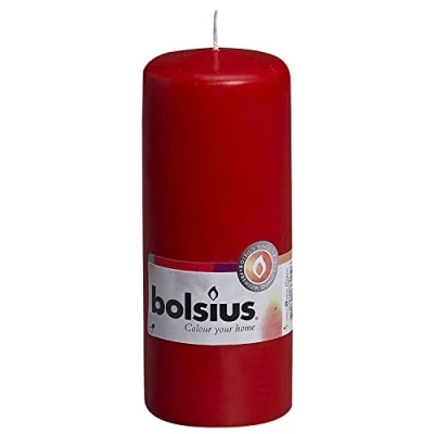 Afbeelding van bolsius 103614600141 stompkaars, paraffinewas, rood, 6x6x15 cm