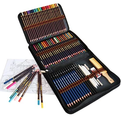 Afbeelding van Quer Kleurpotloden om te tekenen, 72 stuks, inclusief aquarelstiften, schetspotloden, grafiet, houtskoolstift met kunststiften, ideaal voor beginners, kinderen en volwassenen