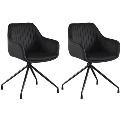 Afbeelding van CLP Welby Set van 2 eetkamerstoelen met armleuning klassiek draaibaar Metaal/zwart