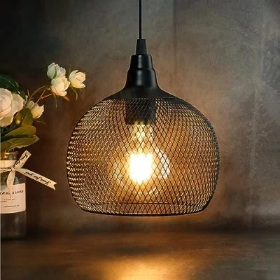 Afbeelding van JHY DESIGN hanglamp Zwart Op batterijen werkende decoratieve Metalen kooi Batterijlamp met 6 uur timer voor bar Slaapkamer Tuinfeesten Patio Binnen Buiten Woonkamer (Rond)