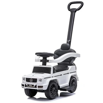 Afbeelding van sun baby Duwauto voor kinderen, Mercedes Benz G met vergunning vanaf 12 maanden stuur geluid, kunststof stoel en wielen, duwstang, opbergvak onder stoel, nepreservewiel (Wit)