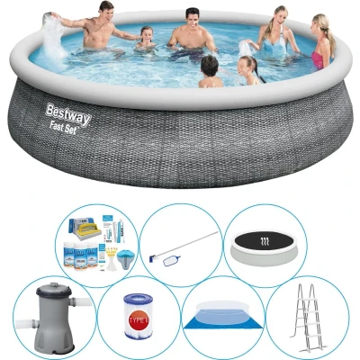 Afbeelding van Bestway Fast Set Rattan Rond 457x107 cm Zwembad Combinatie Pakket