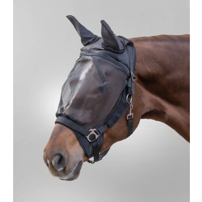 Afbeelding van Waldhausen Vliegenmasker Premium met Oren Neus Zwart Pony