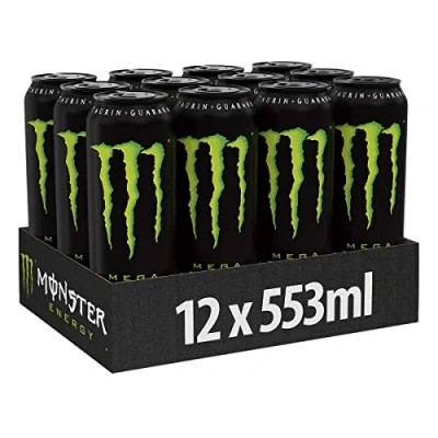 Afbeelding van Monster energy Cafeïnehoudende Drink met klassieke smaak in hersluitbare wegwerpblikjes (12 x 553 ml)