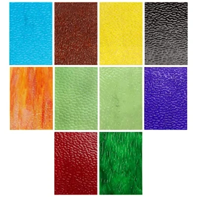 Afbeelding van Belle Vous Mozaïek Glas Vellen (10 Pak) 10 x 15 cm Gemixte Kleuren Getextureerd in Lood Kathedraal Transparante Tegels, Ideaal voor DIY Kunst/Hobby en Huis Decoratie
