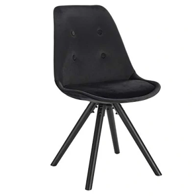 Afbeelding van WOLTU 1 x fluwelen eetkamerstoel BH196sz woonkamerstoel keukenstoel massief houten frame, zwart