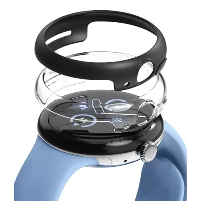 Afbeelding van Ringke Slim (2 Stuks) Compatibel met Google Pixel Watch 2 Case, Lichtgewicht PC Protective Hoesje Clear &amp; Matte Black