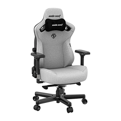 Afbeelding van Anda Seat Kaiser 3 grote gamingstoel ergonomische verstelbare videogamestoelen, stoffen computer thuisbureaustoel, zware lendensteun voor nek en rug grijze opvouwbare fauteuil volwassenen