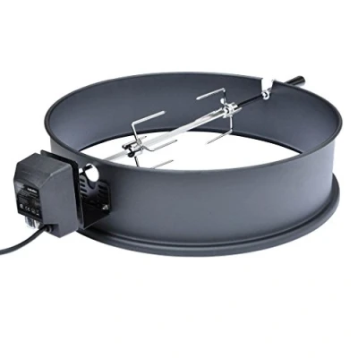 Afbeelding van Onlyfire BBQ Draaispit Rotisserie met Ring voor Weber 57CM Ketelgrill Houtskoolgrill, Grillspieset past op 2290 en andere ketelgrills van 57 cm (Zwart geemailleerd)