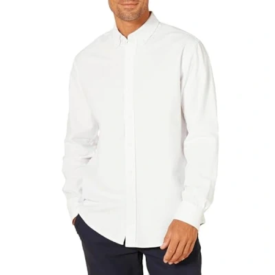 Afbeelding van Amazon Essentials Regular Fit Lange Mouwen Effen Oxford Shirt Wit, Groot