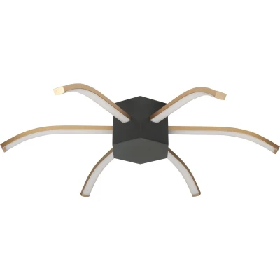 Afbeelding van Spider Plafondlamp 6 lichts hexagoon 2070lm zwart/goud Modern Highlight
