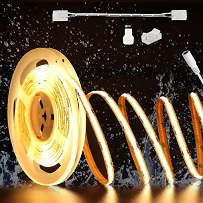 Afbeelding van PAUTIX COB ledstrip, warmwit, 2700 K, waterdicht, IO65,10 meter, Pro+ 504 leds/m, DC 24 V, CRI93+, voor thuis, keuken, doe het zelf, met 8 mm connector (voeding niet inbegrepen)