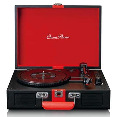 Afbeelding van Classic Phono TT 110BKRD Platenspeler met Bluetooth® ontvangst en ingebouwde speakers Zwart Rood Red Black